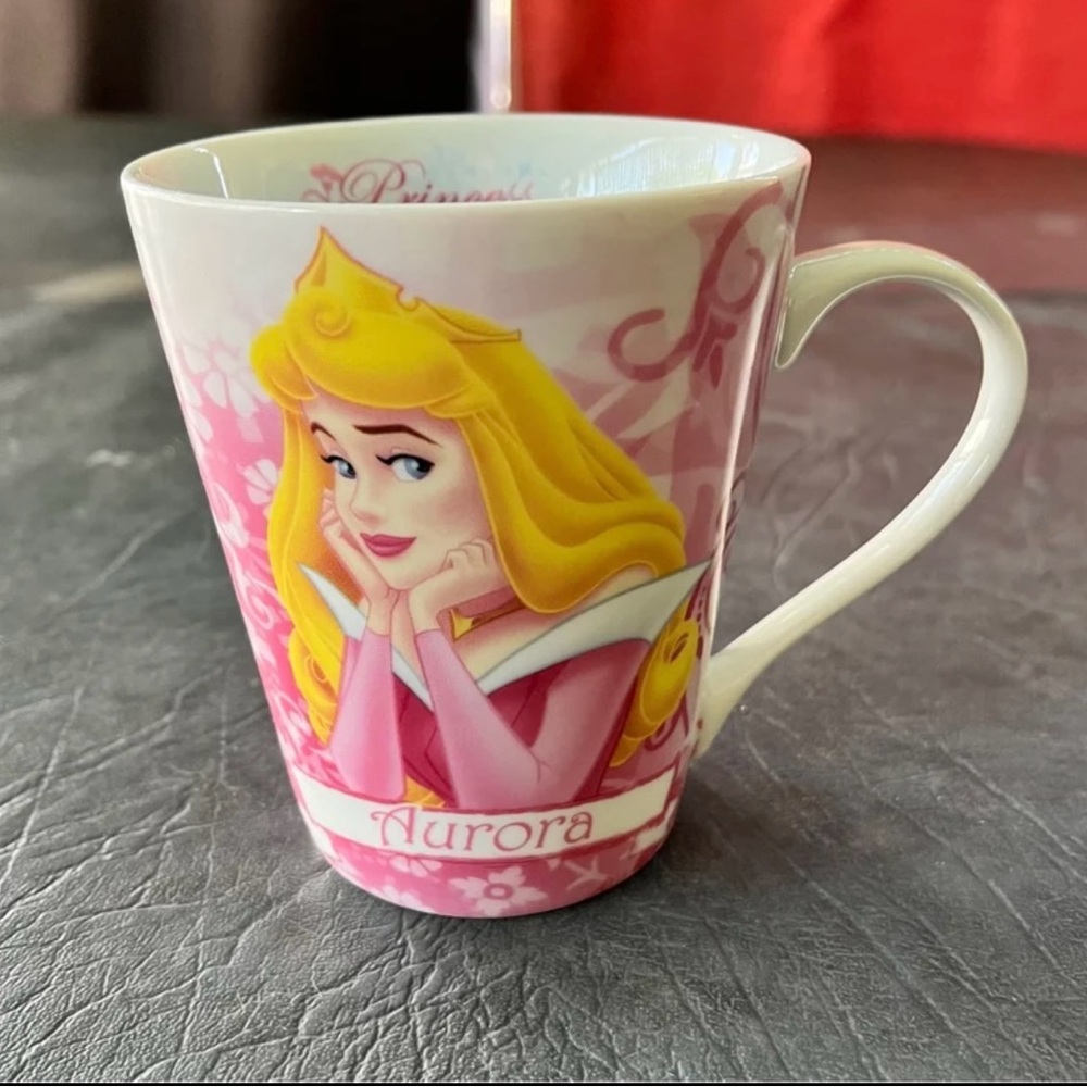2003 Disney Aurora Sleeping Beauty Mug Vintage Princess Pink Floral Collectible